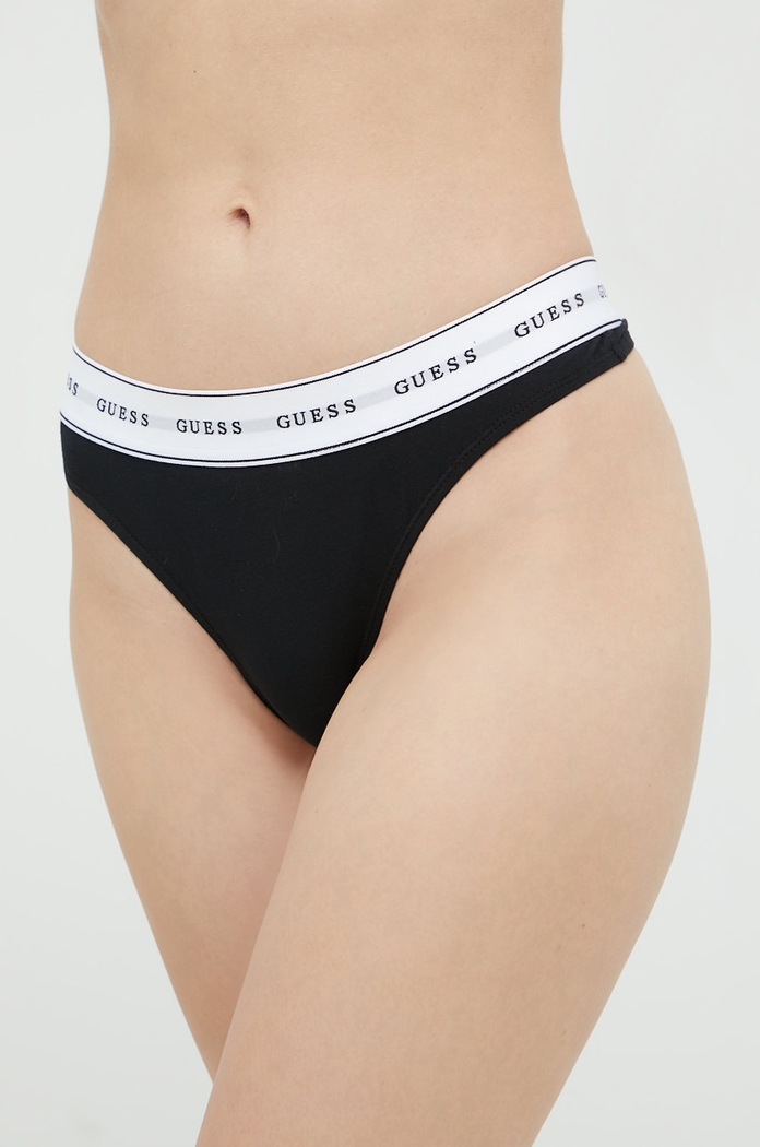 Στρινγκ Guess CARRIE πλεκτό ύφασμα μαύρο O97E04.KBBU1