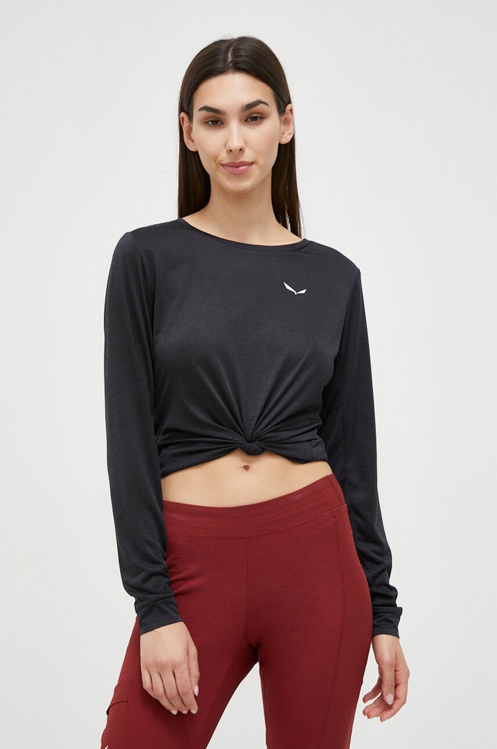 Salewa longsleeve funkcyjny Puez Melange Dry sporty zimowe czarny 00.0000027454
