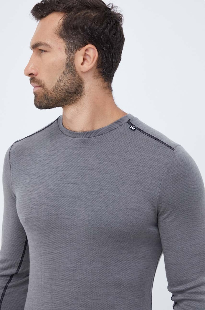 Funkční vlněné tričko s dlouhým rukávem Helly Hansen LIFA MERINO šedá 49364