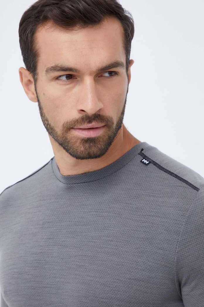 Funkční vlněné tričko s dlouhým rukávem Helly Hansen LIFA MERINO 49364 šedá