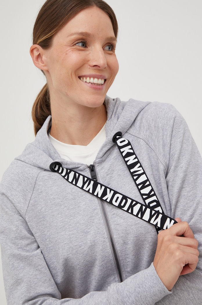 Mikina Dkny s kapucí šedá DP2J8598