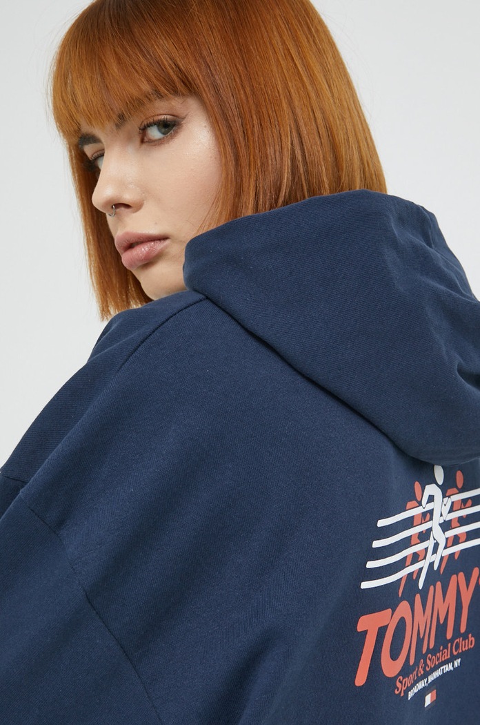Tommy Jeans bluza bawełniana DW0DW13825.9BYY nadruk granatowy DW0DW13825.9BYY