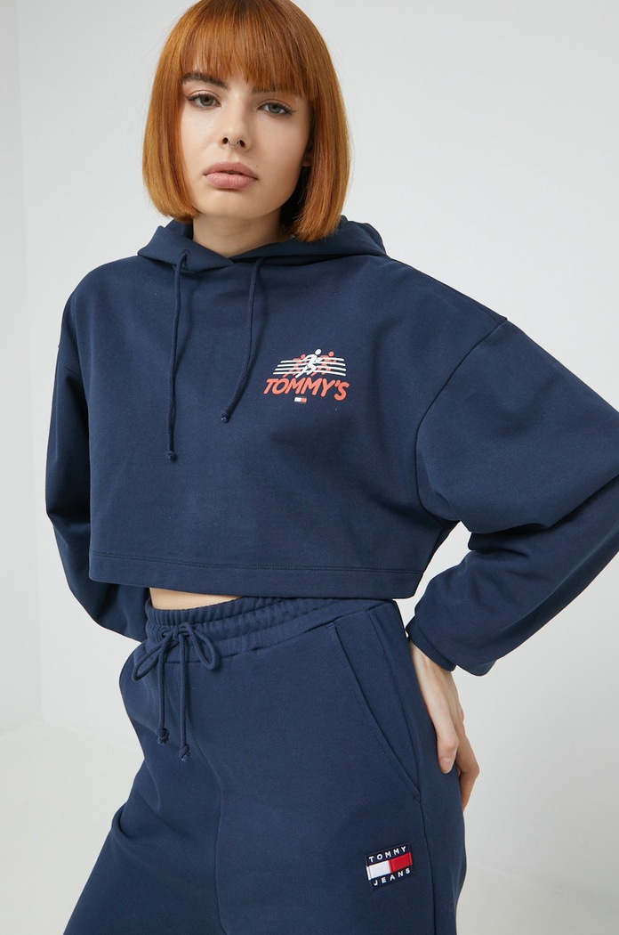Odzież Tommy Jeans bluza bawełniana DW0DW13825.9BYY DW0DW13825.9BYY granatowy