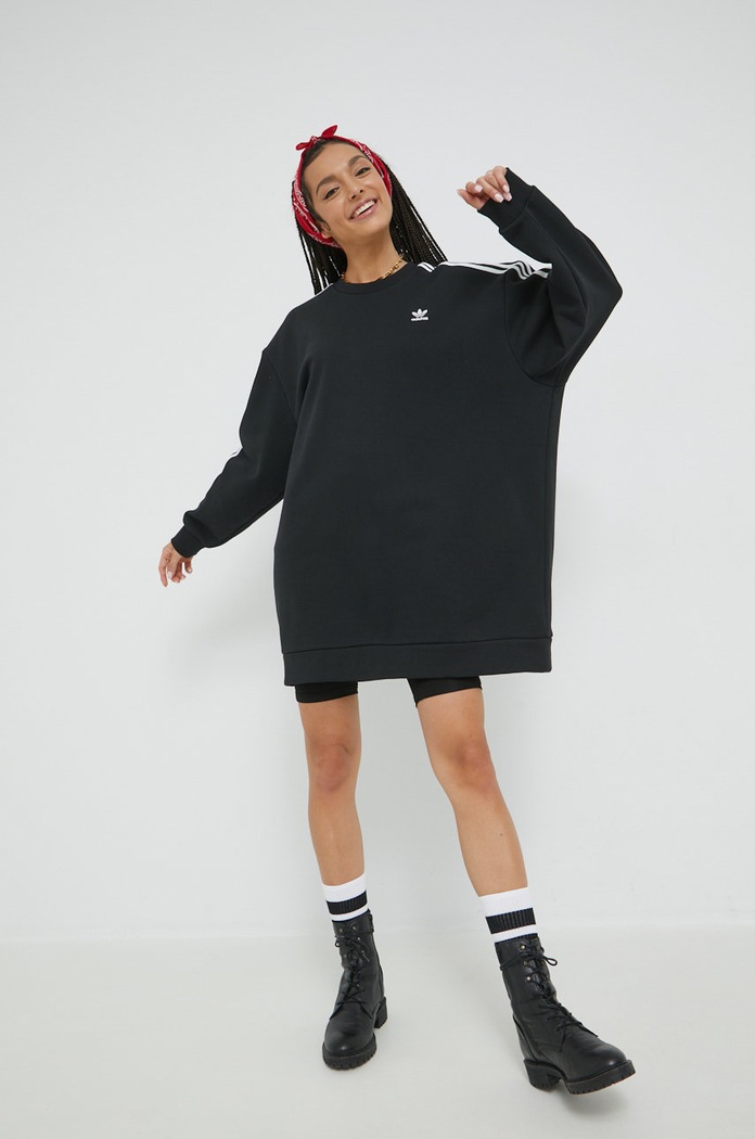 adidas Originals rochie din bumbac HM4688 negru AW22