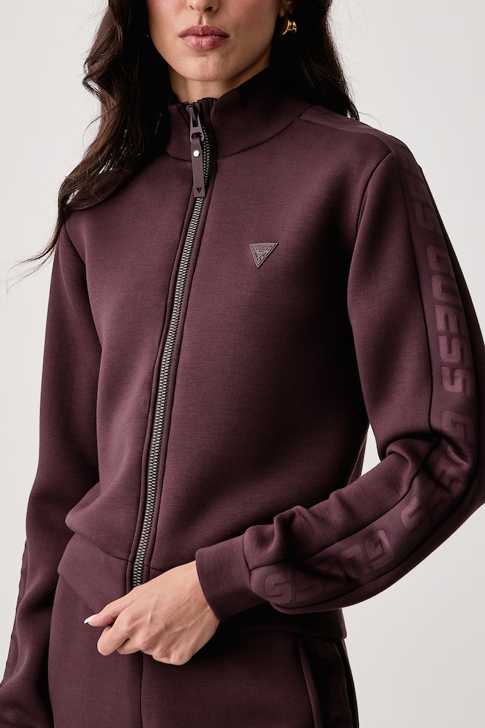Mikina na zips dámska s viskózou NEW ALLIE Guess V2YQ17.K7UW2 hnedá
