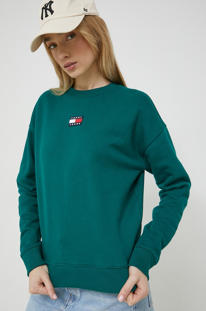 Tommy Jeans bluza bawełniana bawełna zielony DW0DW10402.9BYY
