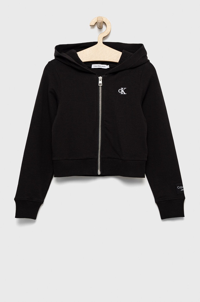 Dětská mikina Calvin Klein Jeans s kapucí černá IG0IG01523.9BYY
