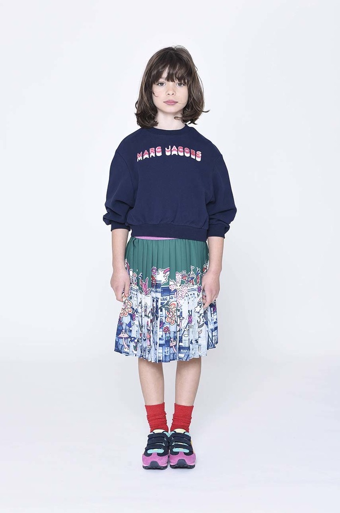 Dětská bavlněná mikina Marc Jacobs bez kapuce námořnická modř W15630.G.156