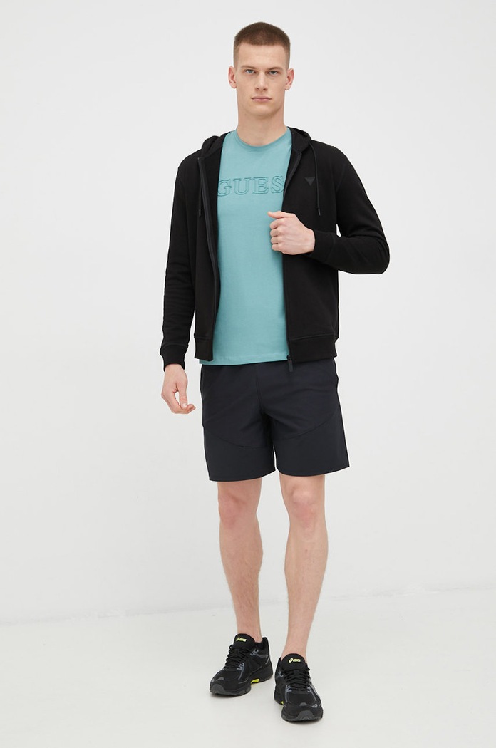 Guess bluza z kapturem męska z bawełną ALDWIN Z2YQ28.KAIJ1 czarny AW25