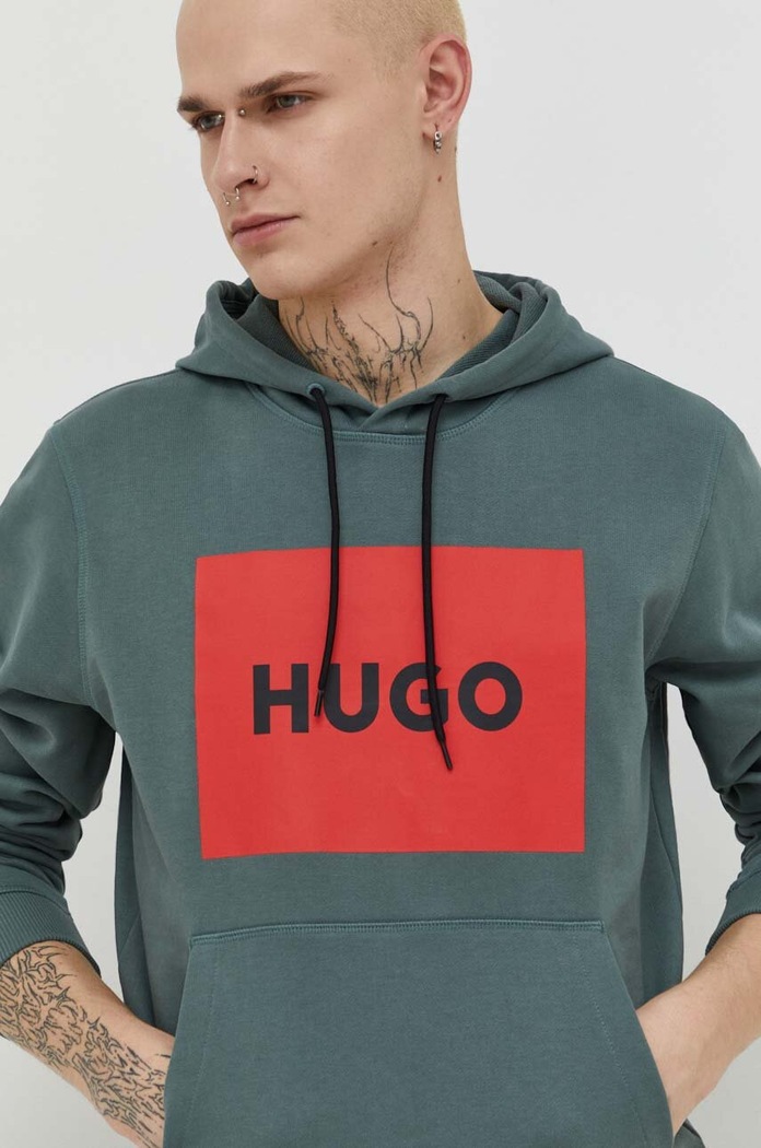 Bavlněná mikina HUGO zelená 50473168