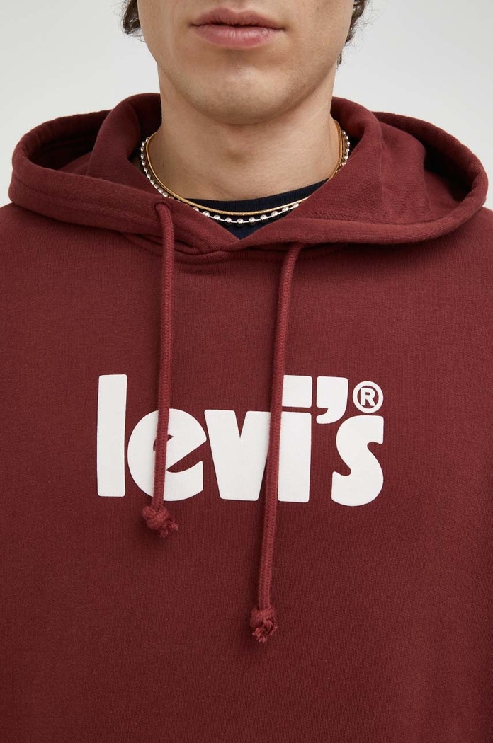 Levi's hanorac de bumbac 38479.0110 burgundia