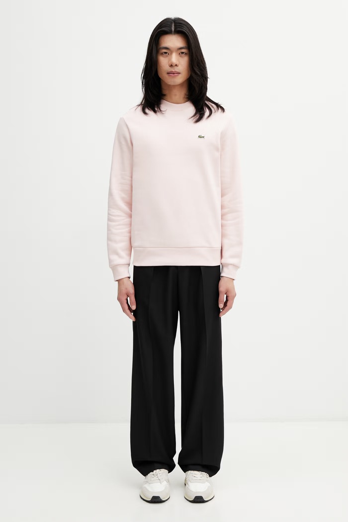 Lacoste μπλούζα με βαμβάκι ανδρική SH9608 ροζ