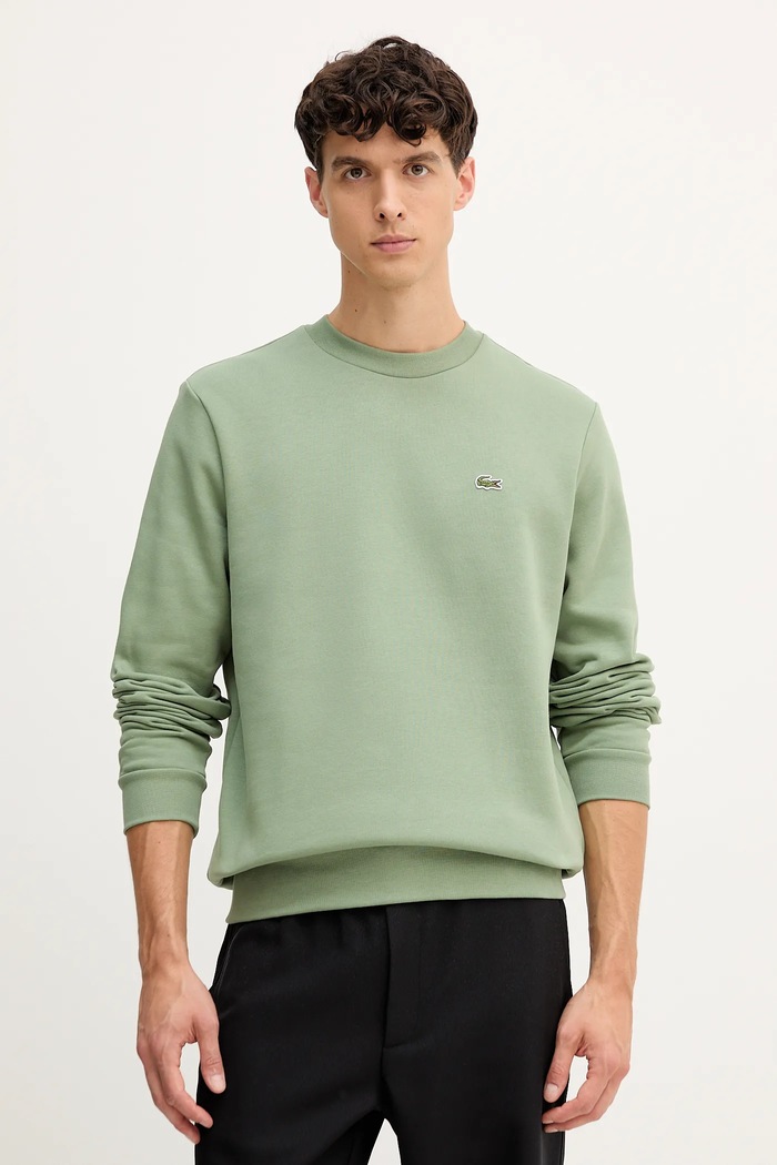 Lacoste pulover moški z bombažem zelena SH9608