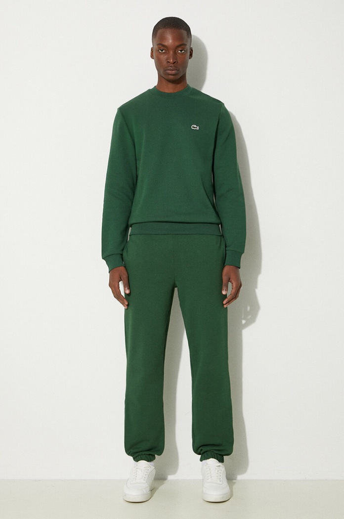 Lacoste μπλούζα με βαμβάκι ανδρική SH9608 πράσινο SS26