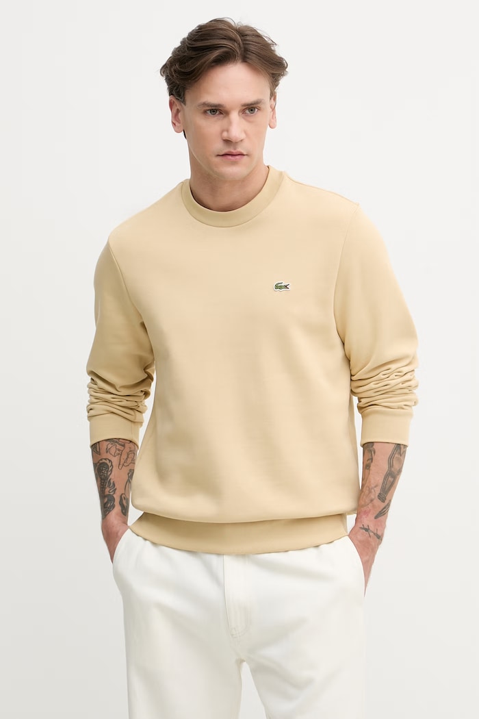 Lacoste pulover moški z bombažem Drugo bež SH9608
