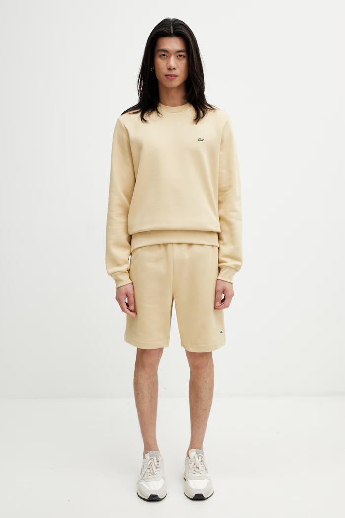Lacoste μπλούζα με βαμβάκι ανδρική SH9608 μπεζ