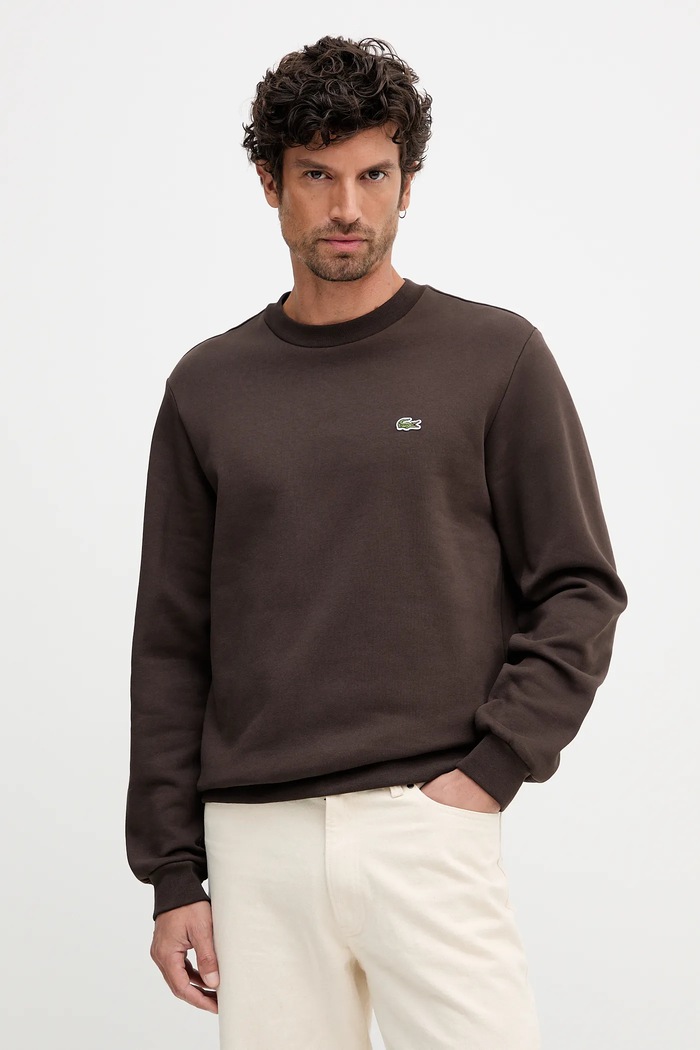 Lacoste hanorac pentru bărbați cu bumbac maro SH9608