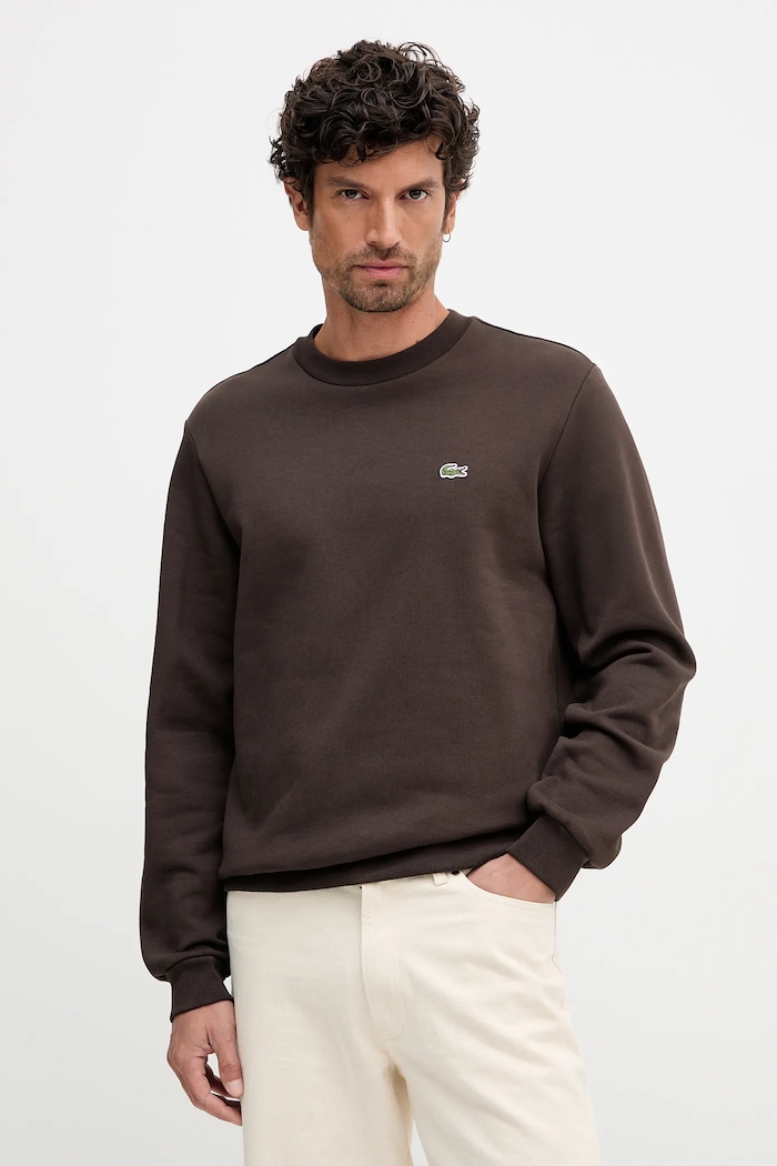 Lacoste hanorac pentru bărbați cu bumbac maro SH9608