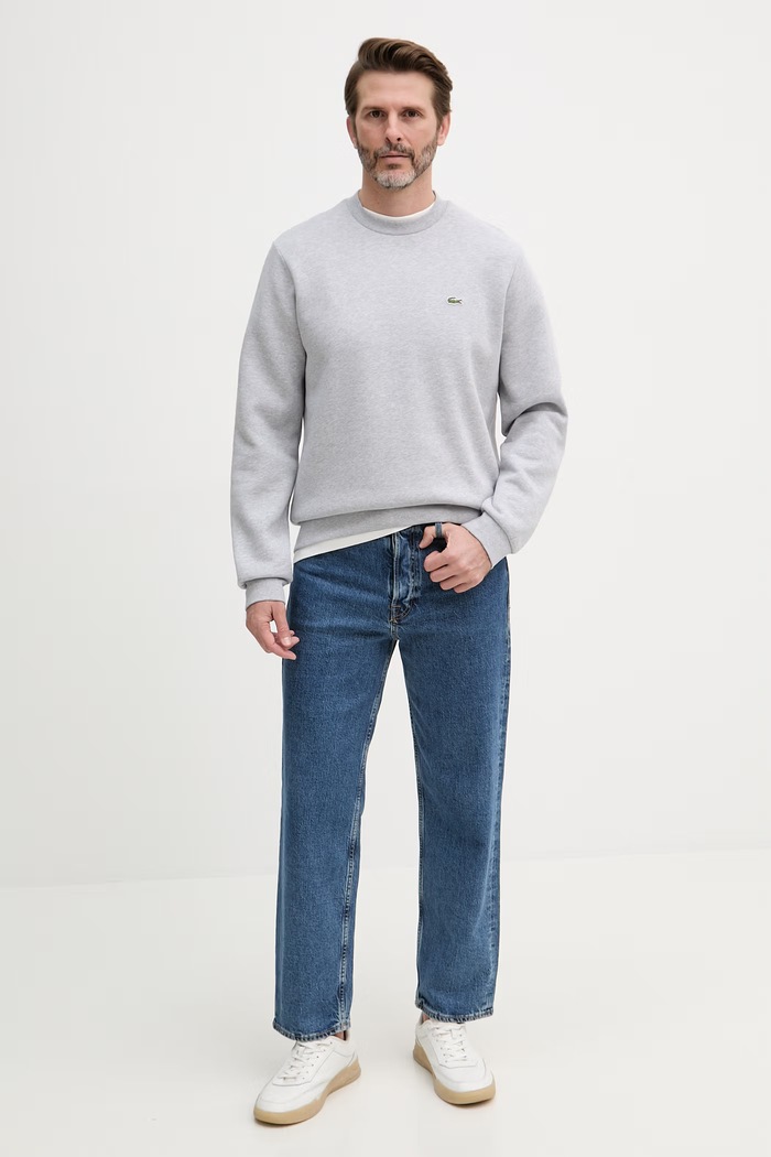 Lacoste mikina pánska s bavlnou SH9608 sivá SS26