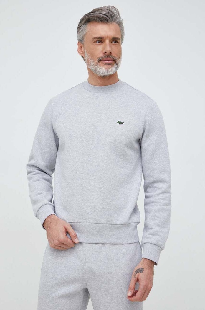 Lacoste pulover moški z bombažem Drugo siva SH9608