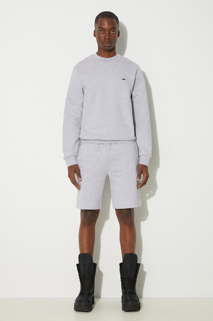 Lacoste μπλούζα με βαμβάκι ανδρική SH9608 γκρί SS26