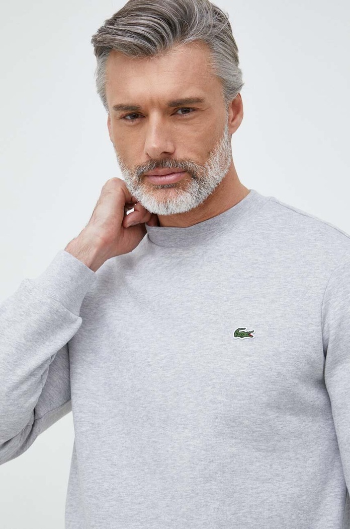 Lacoste pulover moški z bombažem siva SH9608