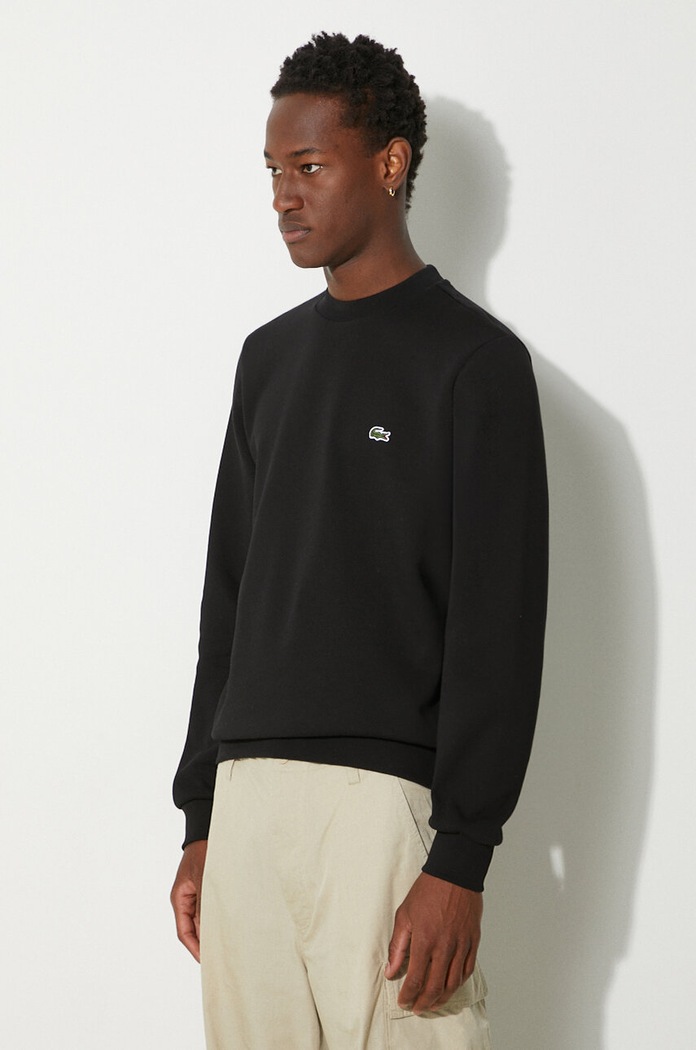 Ρούχα Lacoste μπλούζα με βαμβάκι ανδρική SH9608 μαύρο
