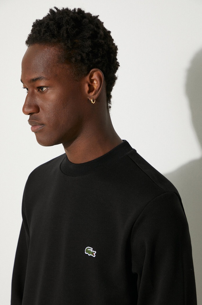 Lacoste μπλούζα με βαμβάκι ανδρική μαύρο SH9608