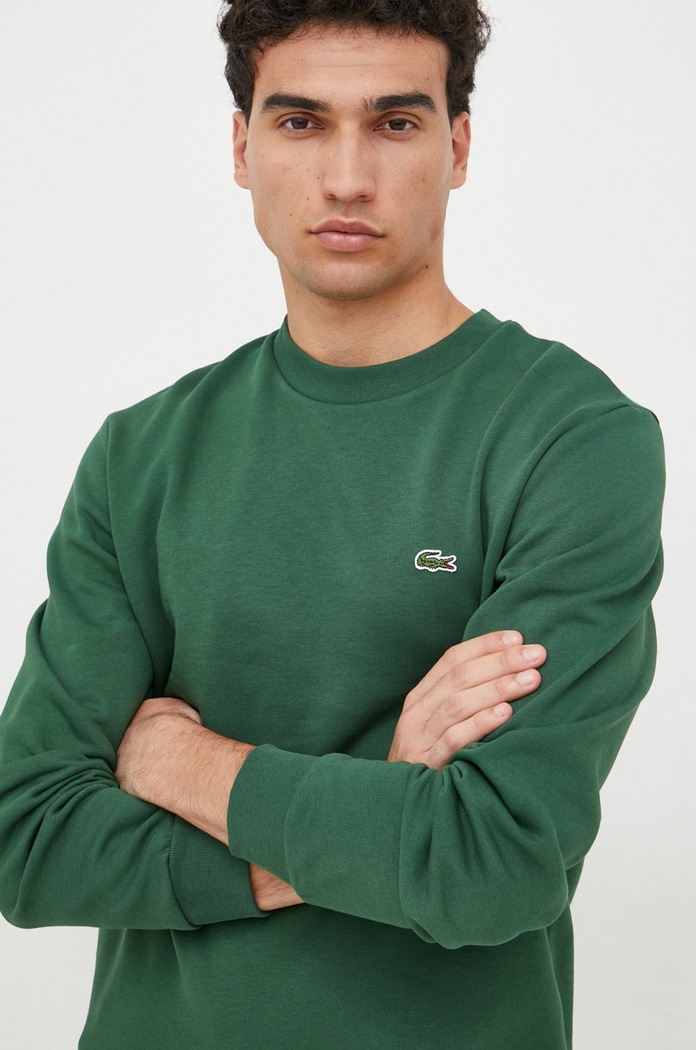 Lacoste pulover moški z bombažem zelena SH9608