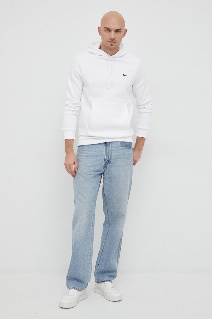 Lacoste bluza z kapturem bawełniana SH9623 biały SS26