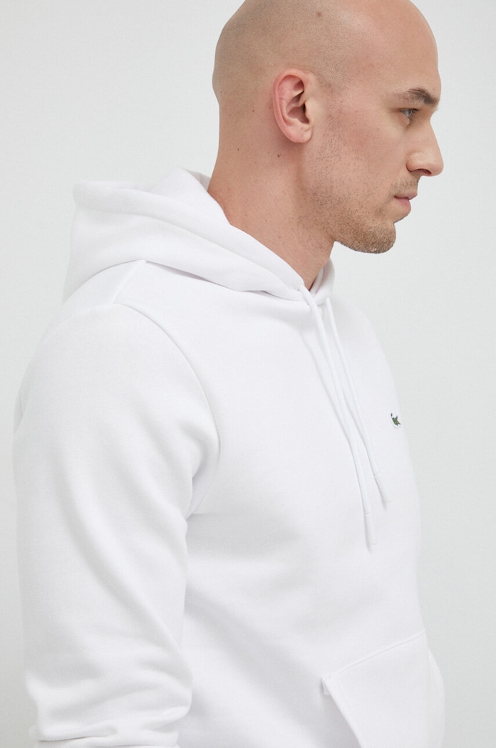 Lacoste bluza z kapturem bawełniana biały SH9623