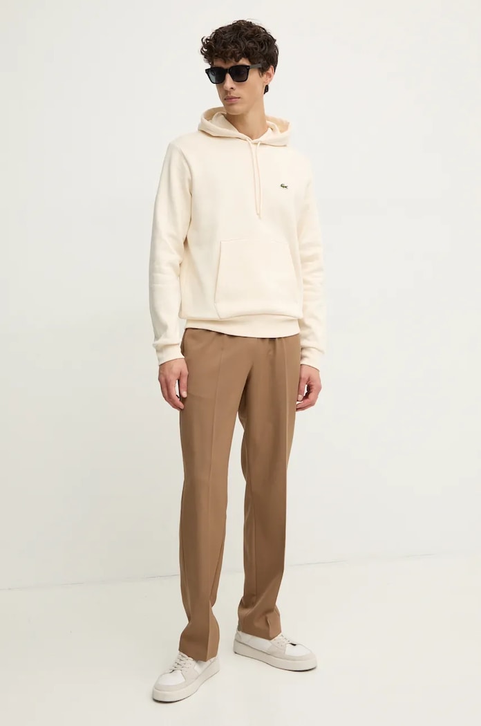 Lacoste pulover s kapuco bombažen SH9623 bež SS26