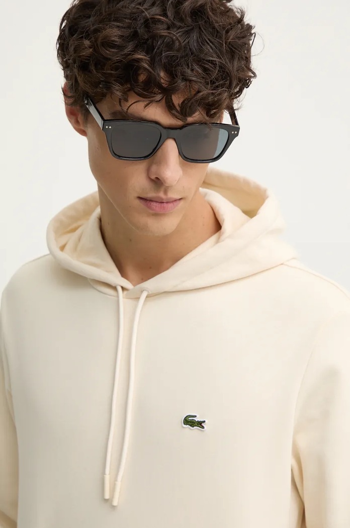 Lacoste pulover s kapuco bombažen bež SH9623