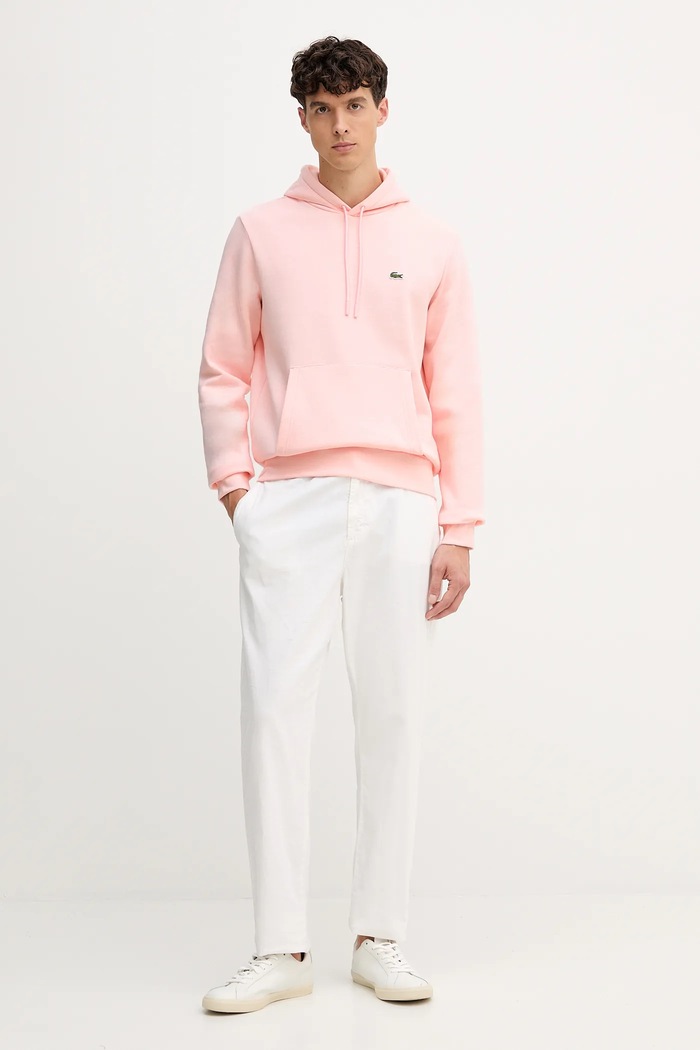 Lacoste суичър с качулка от памук SH9623 розов SS26