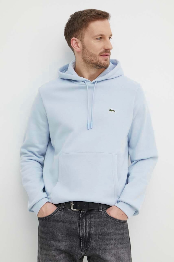 Lacoste bluza z kapturem bawełniana z kapturem niebieski SH9623