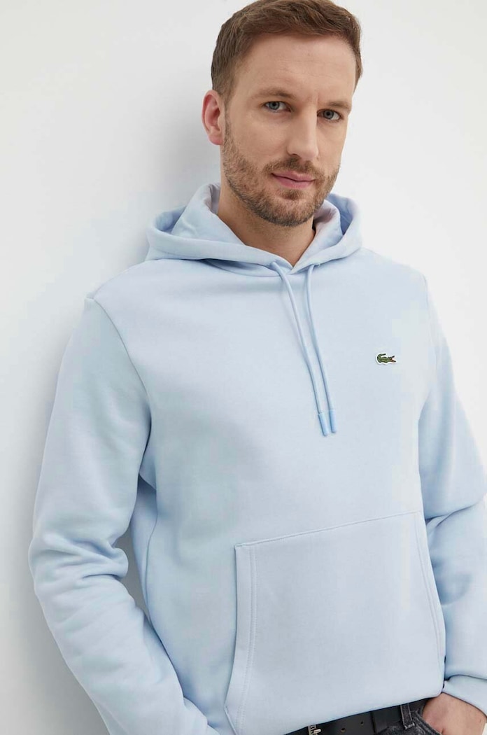 Lacoste bluza z kapturem bawełniana niebieski SH9623