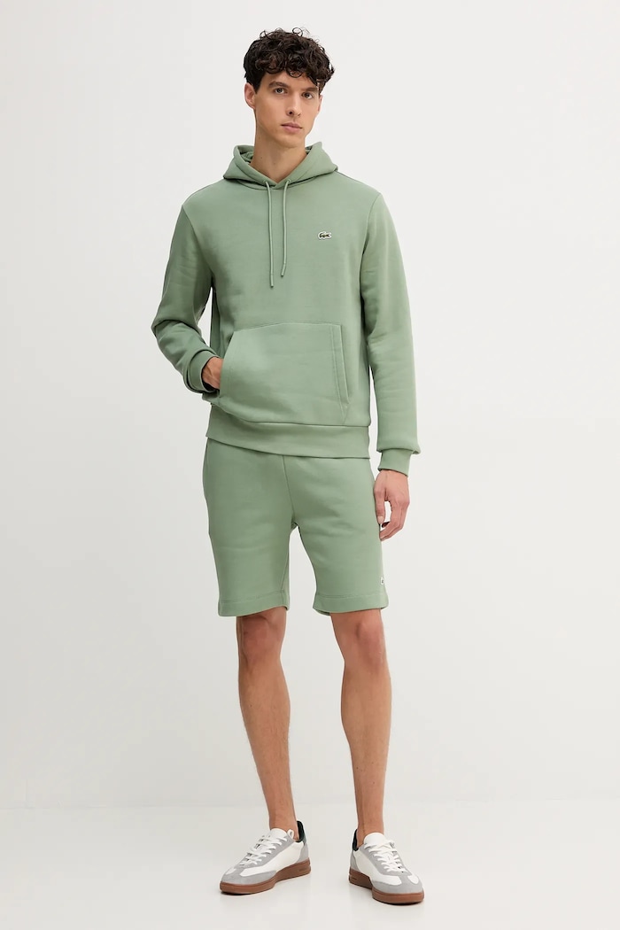Lacoste pulover s kapuco bombažen SH9623 zelena SS26