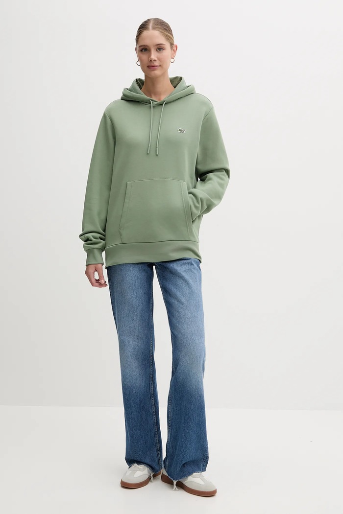 Oblačila Lacoste pulover s kapuco bombažen SH9623 zelena