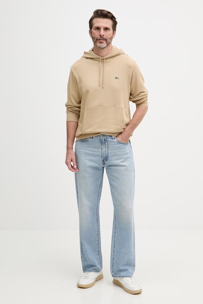 Lacoste pulover s kapuco bombažen SH9623 bež SS26