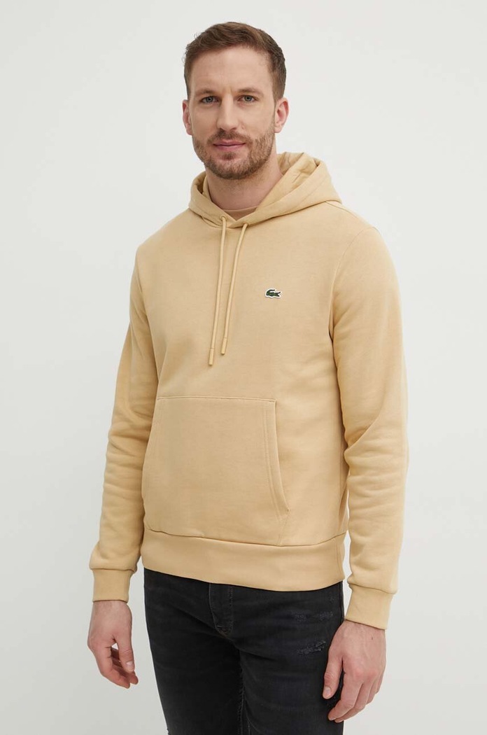 Lacoste bluza z kapturem bawełniana SH9623 beżowy SS26