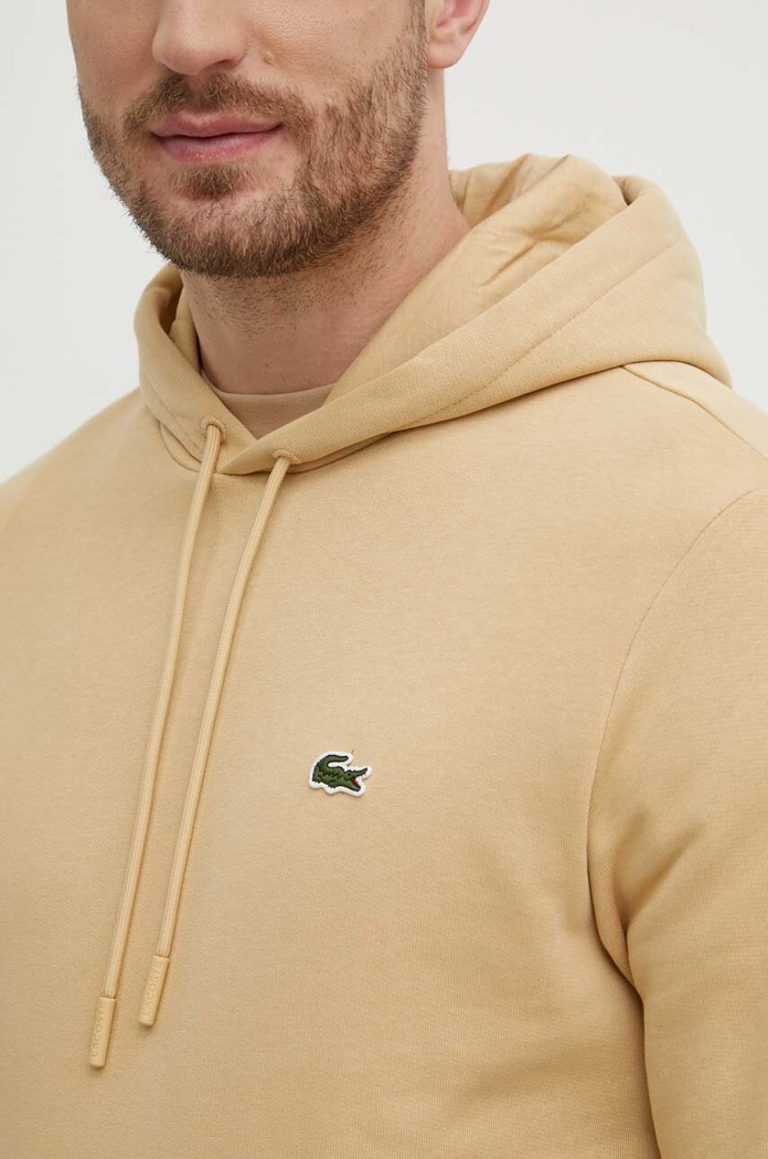 Lacoste bluza z kapturem bawełniana SH9623 beżowy