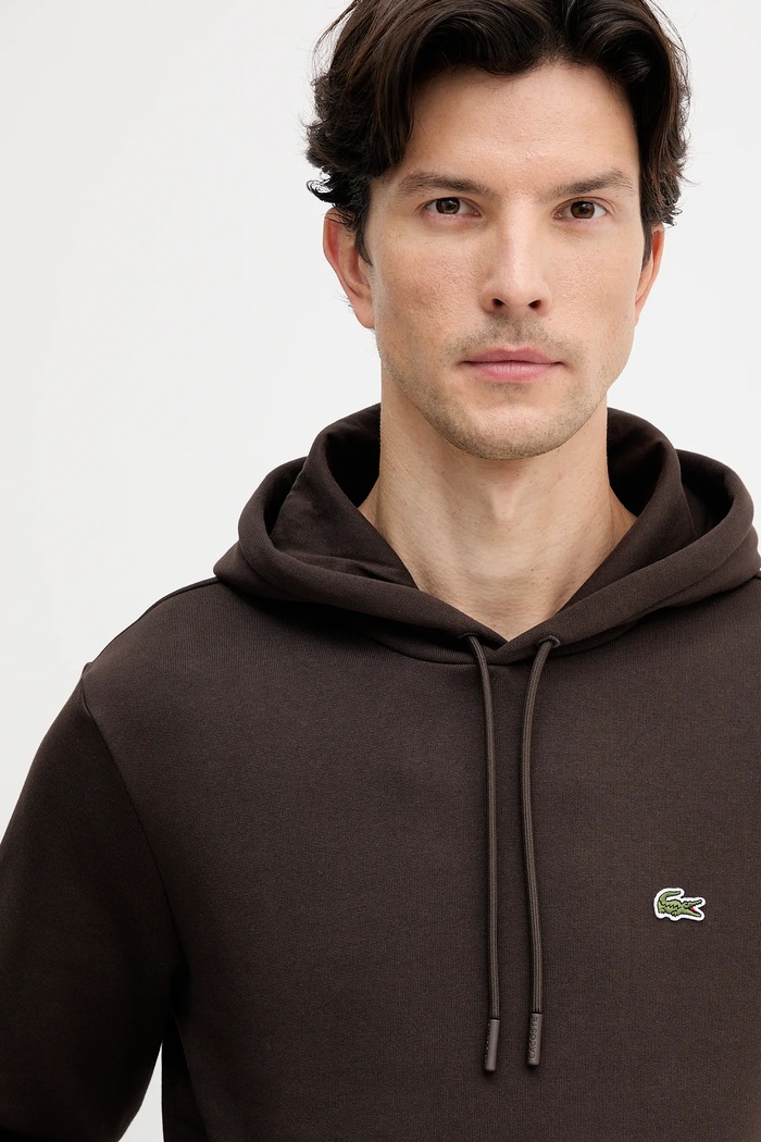 Lacoste pulover s kapuco bombažen rjava SH9623