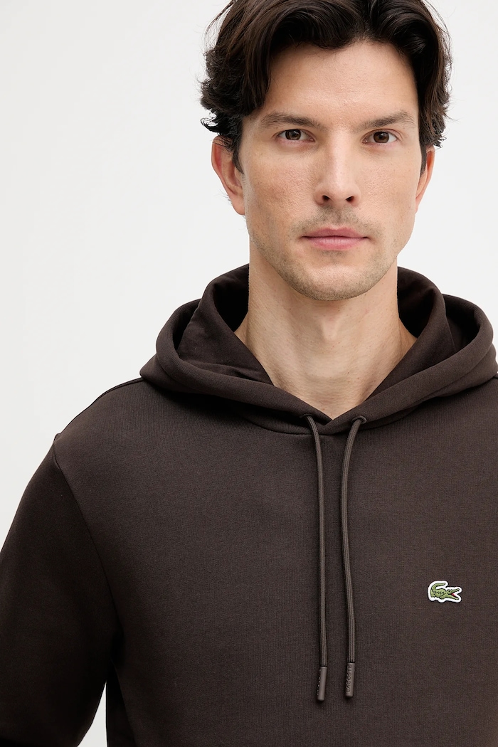 Lacoste pulover s kapuco bombažen rjava SH9623