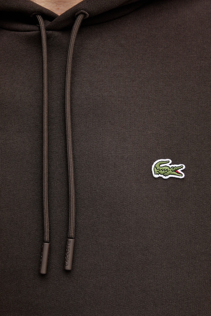 Lacoste pulover s kapuco bombažen SH9623 rjava