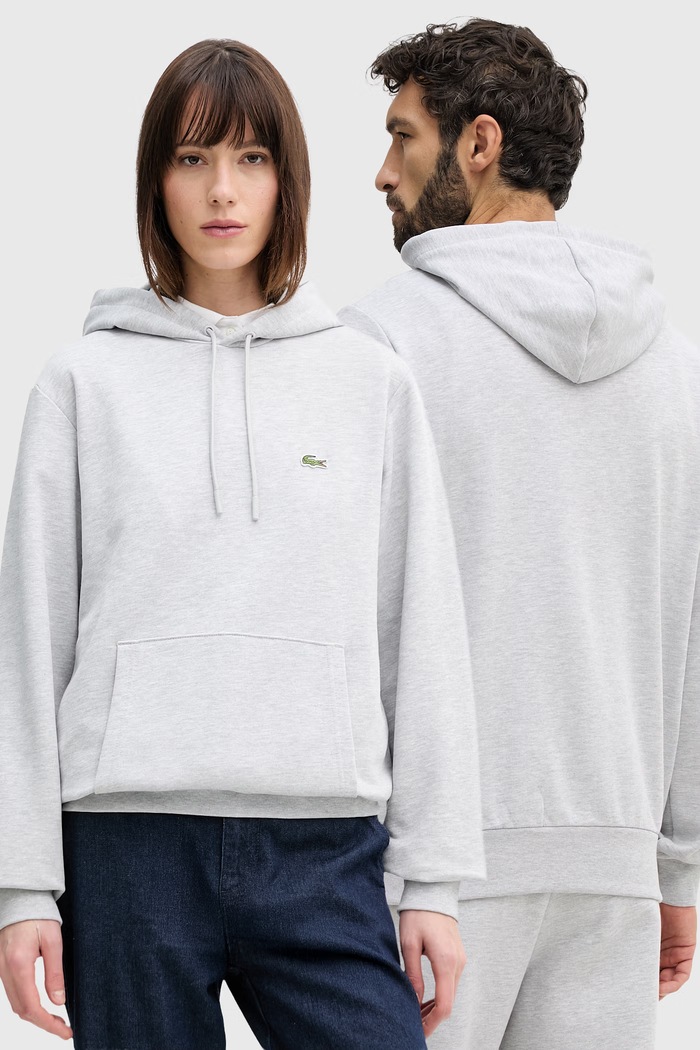 Lacoste hanorac cu glugă din bumbac uni gri SH9623