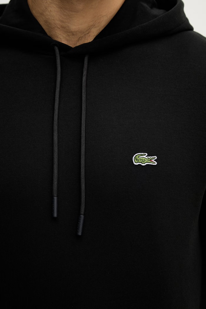 Lacoste pulover s kapuco bombažen SH9623 črna