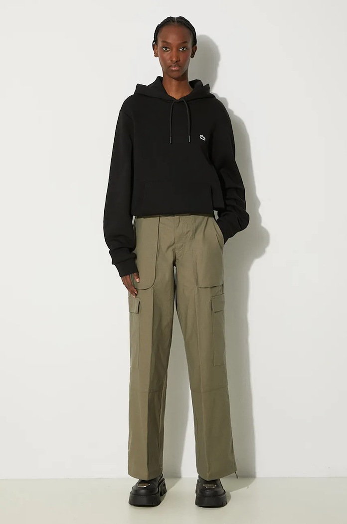 Lacoste μπλούζα με κουκούλα βαμβακερή μαύρο SH9623