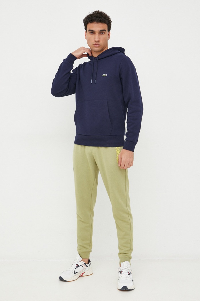 Lacoste pulover s kapuco bombažen SH9623 mornarsko modra SS26