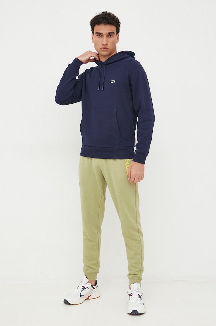 Lacoste pulover s kapuco bombažen SH9623 mornarsko modra SS26