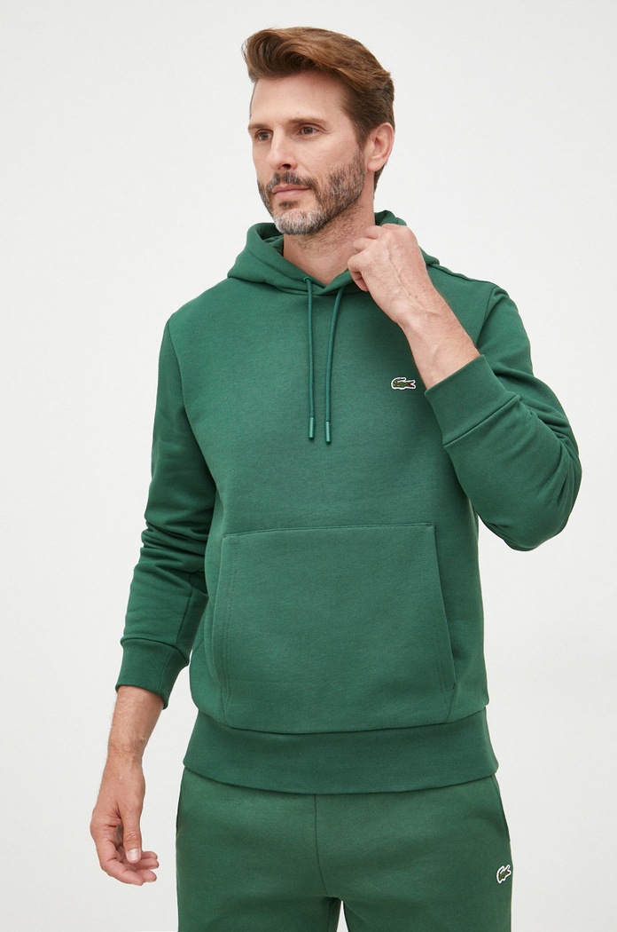 Lacoste pulover s kapuco bombažen SH9623 zelena SS26